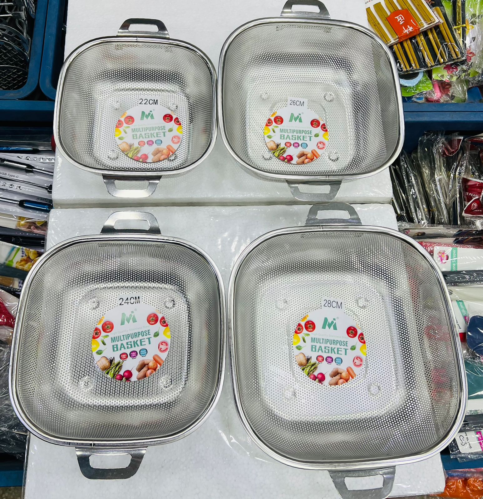 Square Shape Stainless Steel Strainer With Handle, Vegetable and Fruit Washing Strainer, Vegetable Strainer Bowl, Kitchen Steel Mesh Strainer Colander Square Shape Stainless Steel Strainer With Handle, Vegetable and Fruit Washing Strainer, Vegetable Strainer Bowl, Kitchen Steel Mesh Strainer Colander